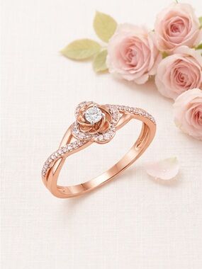 Diamond Medley 10k Rose Gold Floral Ring